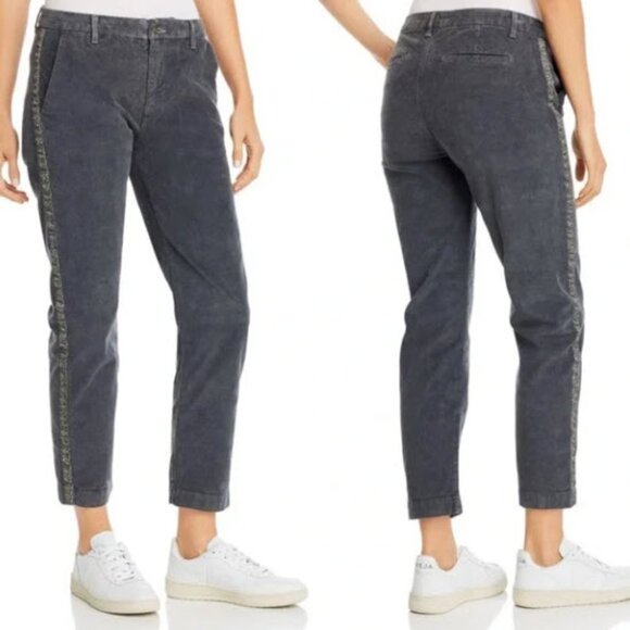 Sundry Straight Trouser Corduroy Leopard Stripe Gray Size 25 NWT - Picture 1 of 6